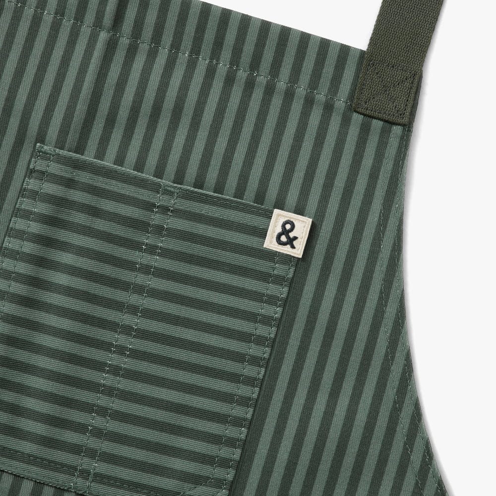 Kale Green Stripe Crossback Apron - Image 2