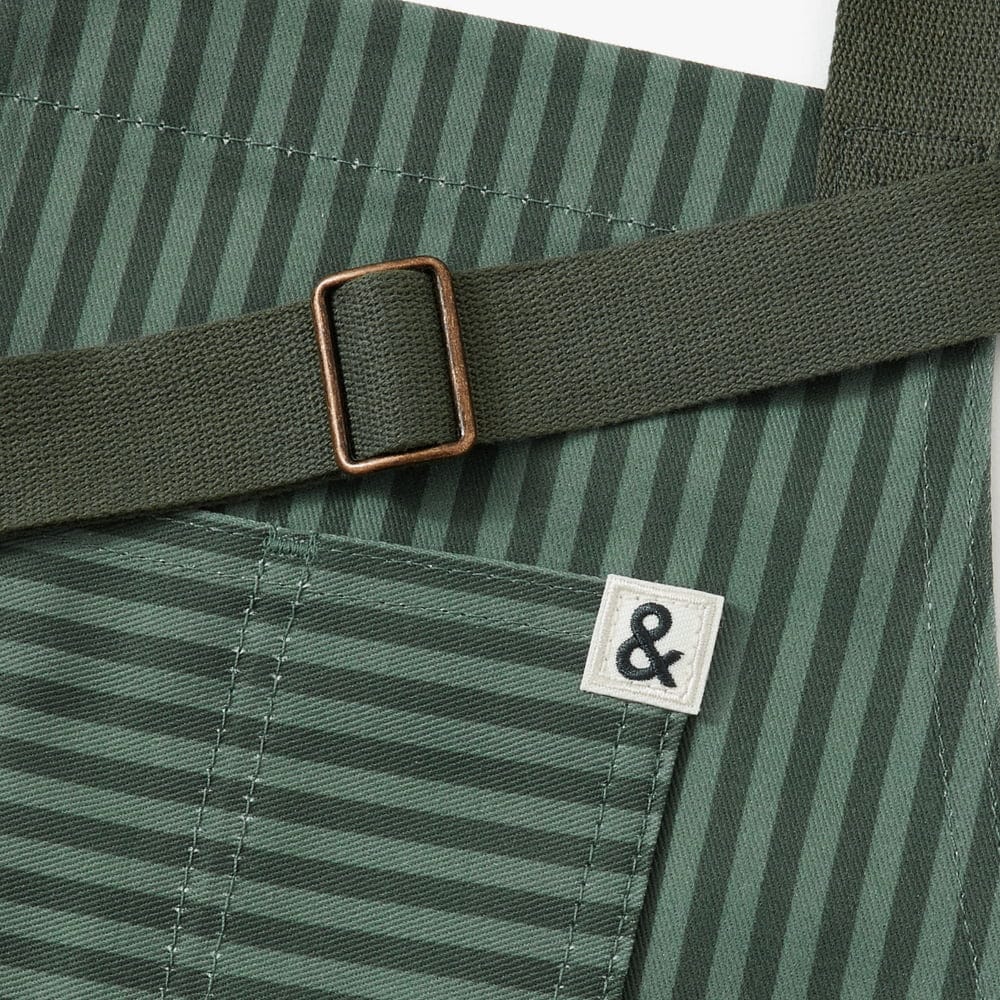Kale Green Stripe Essential Apron - Image 2