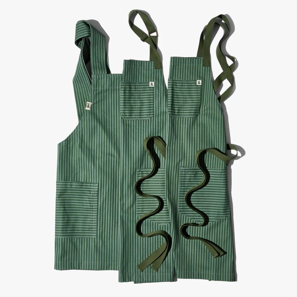 Kale Green Stripe Essential Apron - Image 5