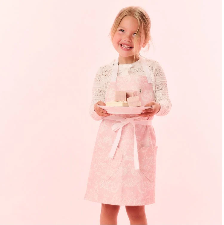 LoveShackFancy x H&B Toscana Toile Perennial Pink Kids Apron - Image 5